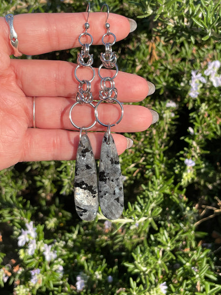 Larvikite Labradorite Earrings