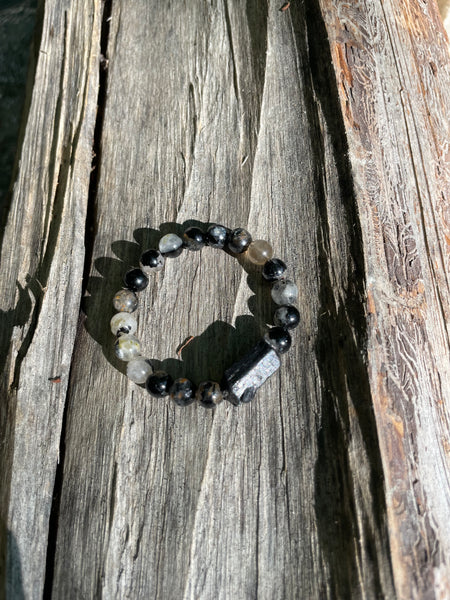 Black Tourmaline in Iron Matrix Bracelet