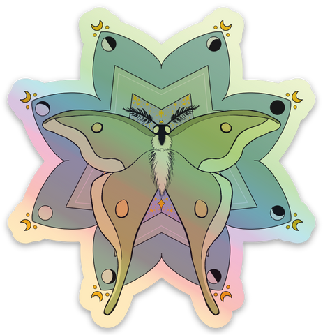 Lunar Moth Holographic Sticker