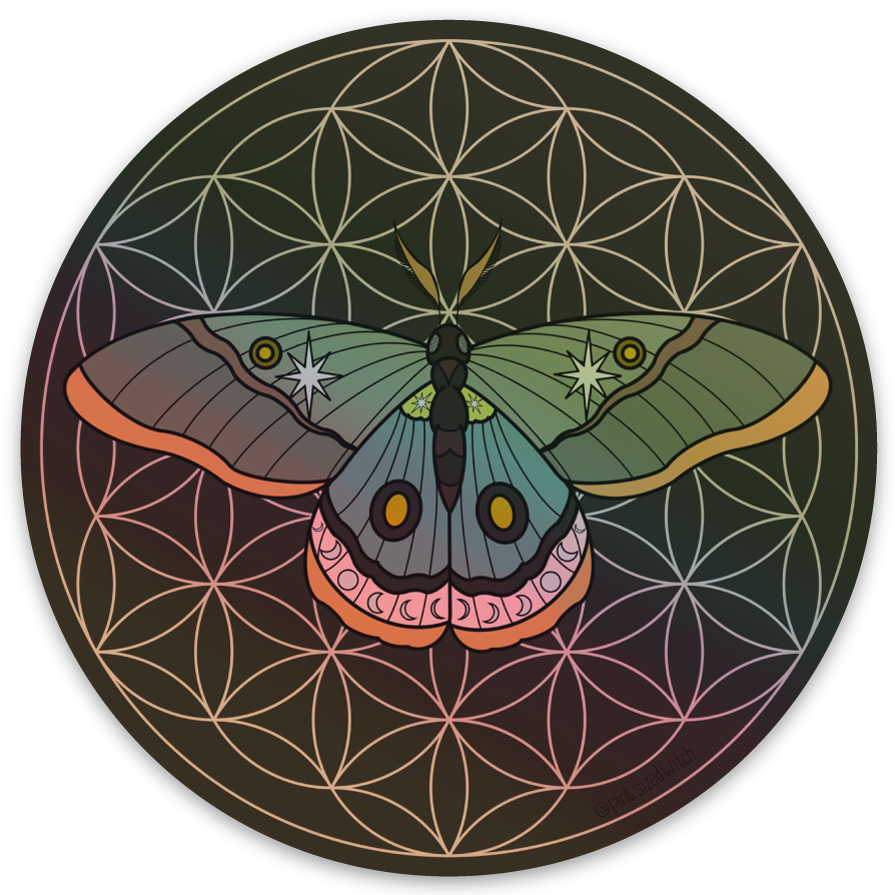 Celestial Moth Holographic Sticker